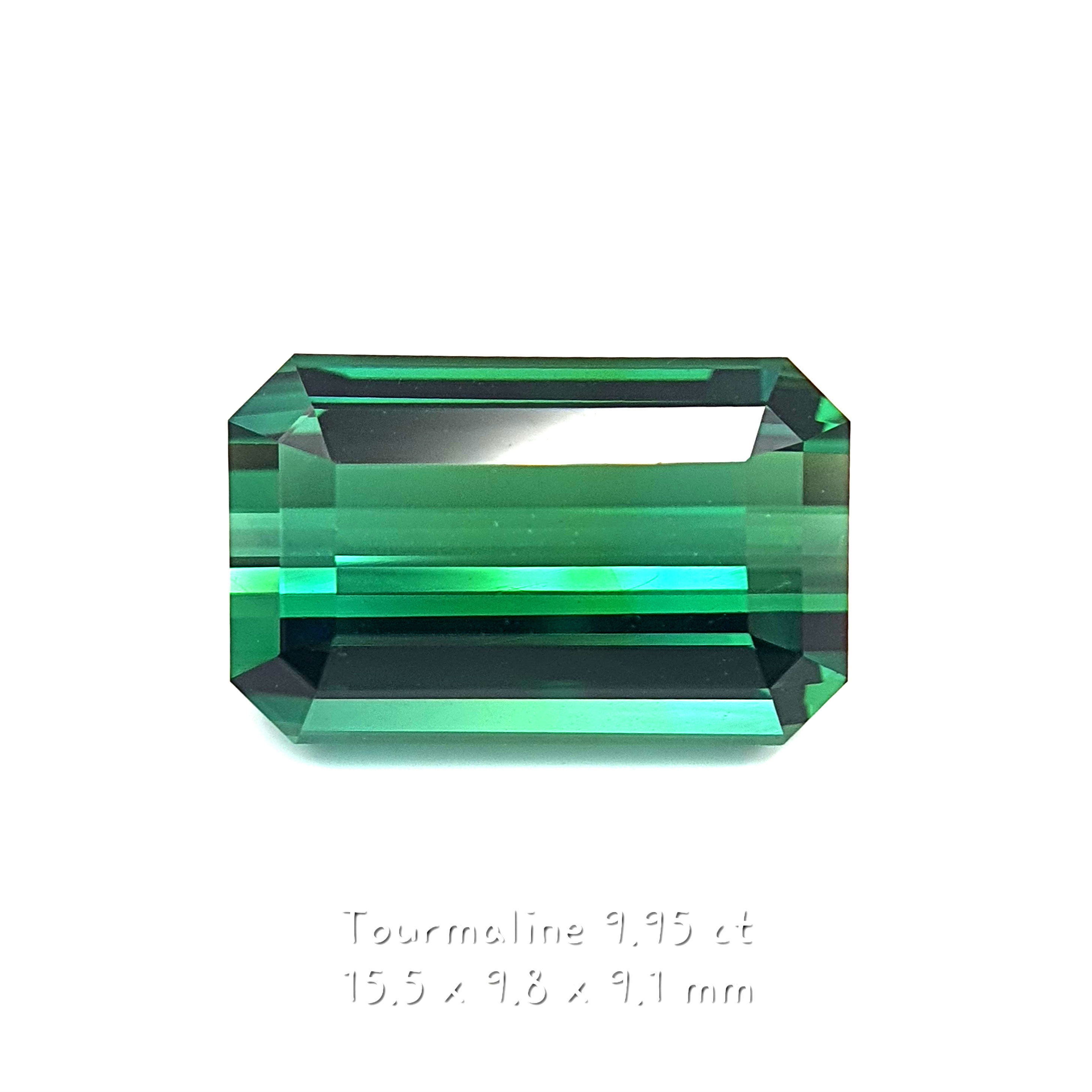 10 Ct Natural Tourmaline Bluish Green Octagon Shape IF Loose Gemstone