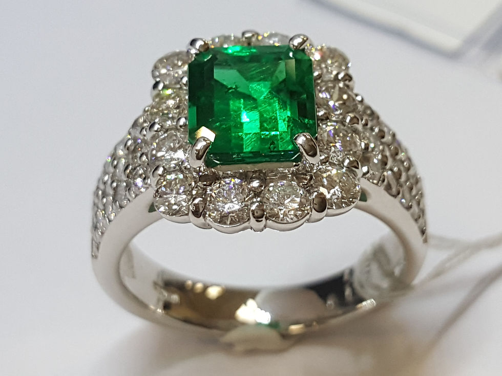 サムネイル： GRS NO OIL 1.65 Ct Muzo Emerald MARIPOSA and Diamond Ring