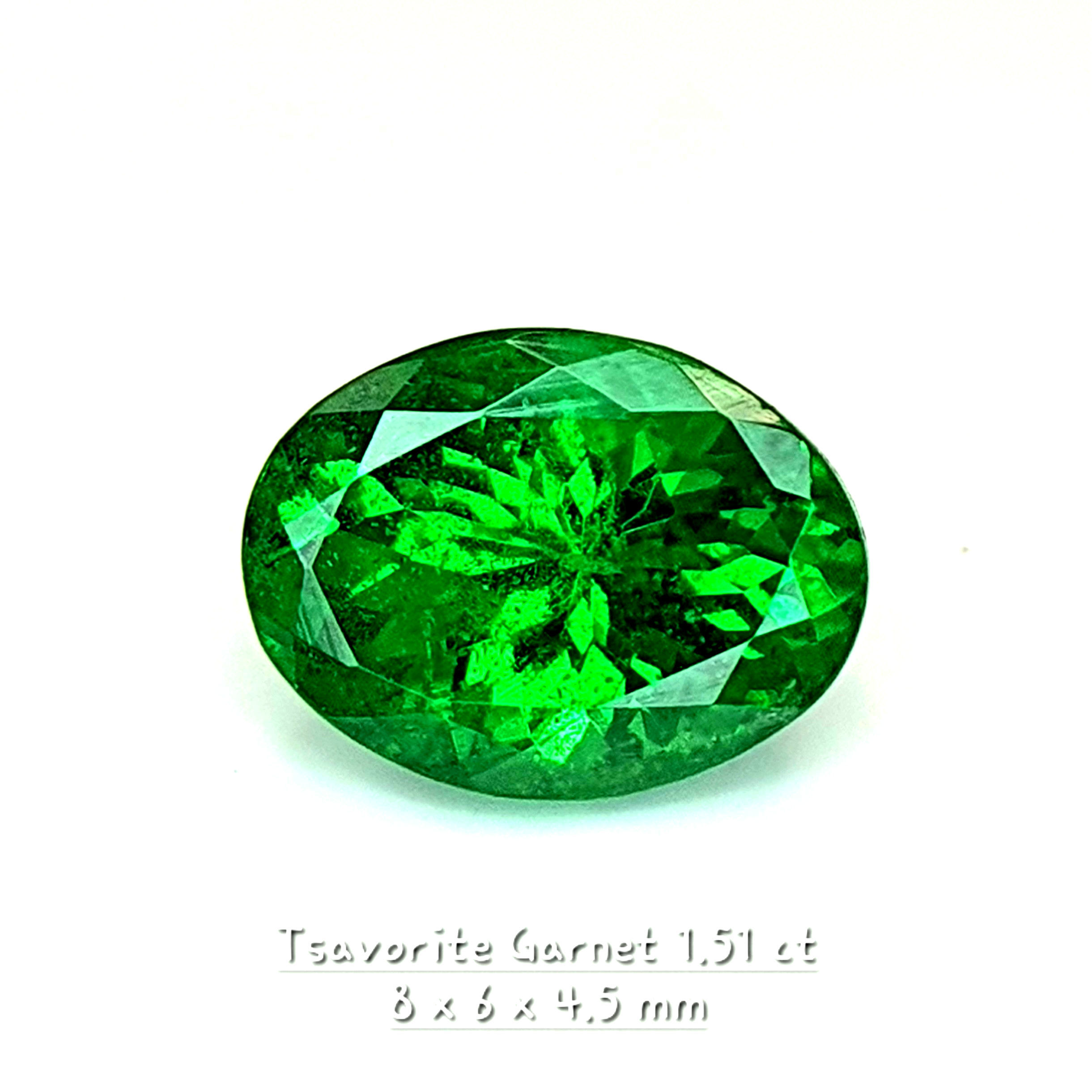 1.51 ct Natural Tsavorite Garnet 8 x 6 Vivid Green Oval gemstone