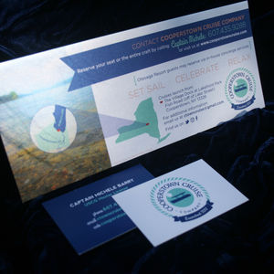 boat cruise, boat wrap, beer, wine, menu design, branding, logo design, Baseball Hall of Fame, Cooperstown, Otsego Lake, Glimmerglass, Leatherstocking, Catskills
