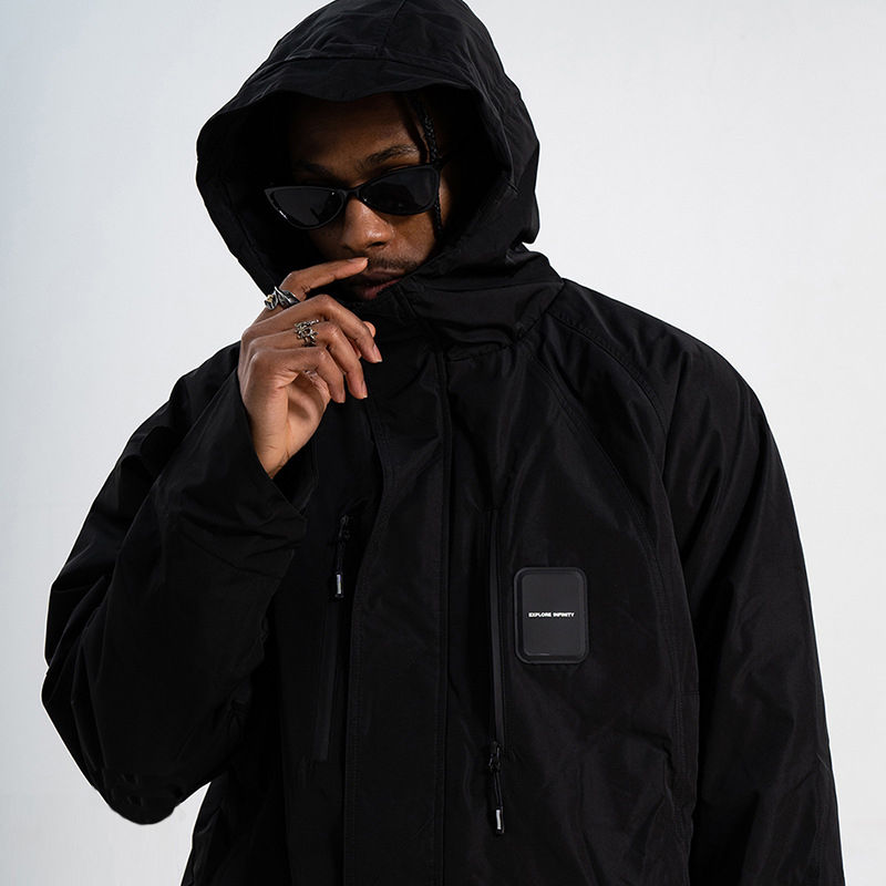 Windproof High Neck Hooded Jumpsuit for Camping