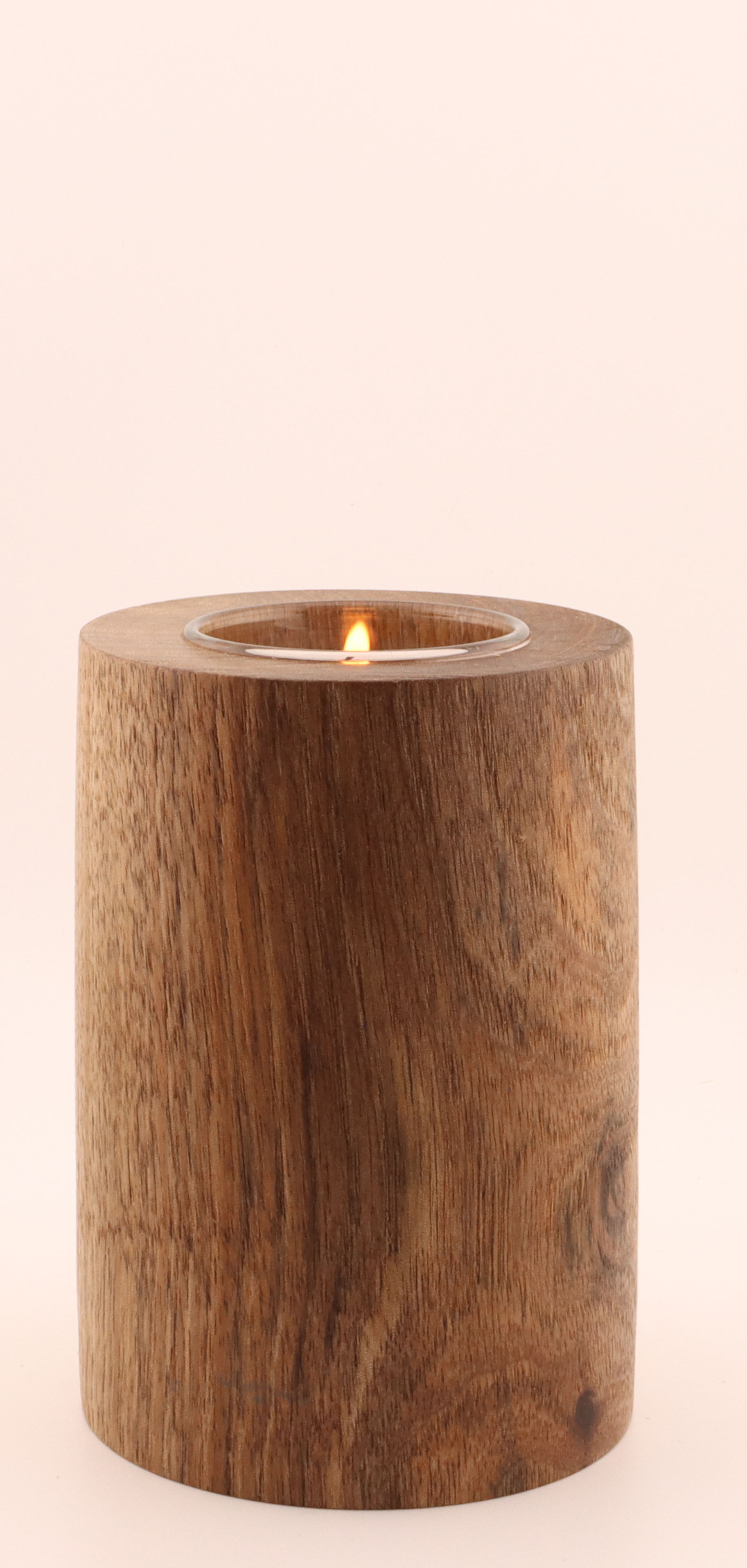 'walnut tealight holder glass insert'