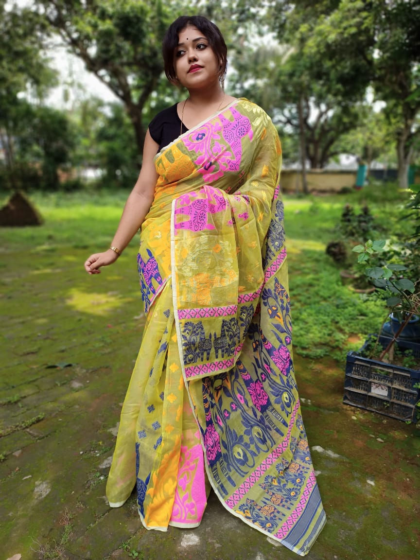 Thumbnail: Horse Design Soft Dhakai Jamdani