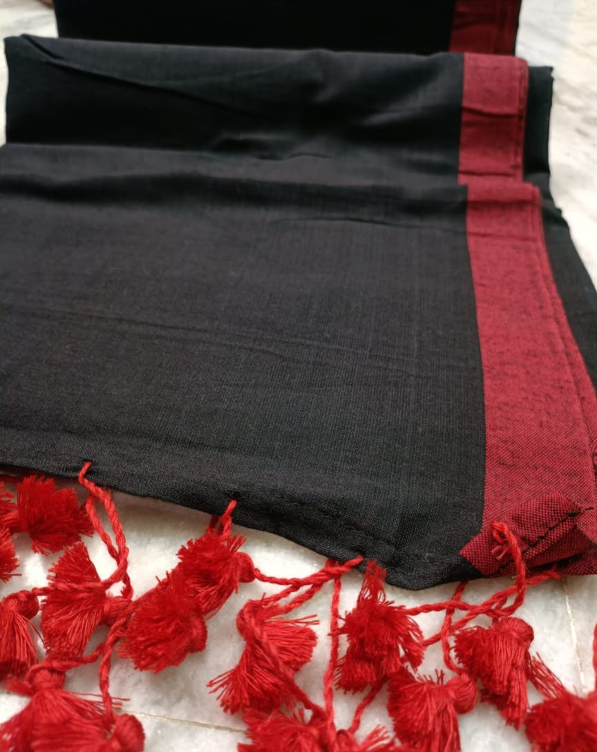 Thumbnail: Plain Khadi Mul Cotton ( Contrast Border )