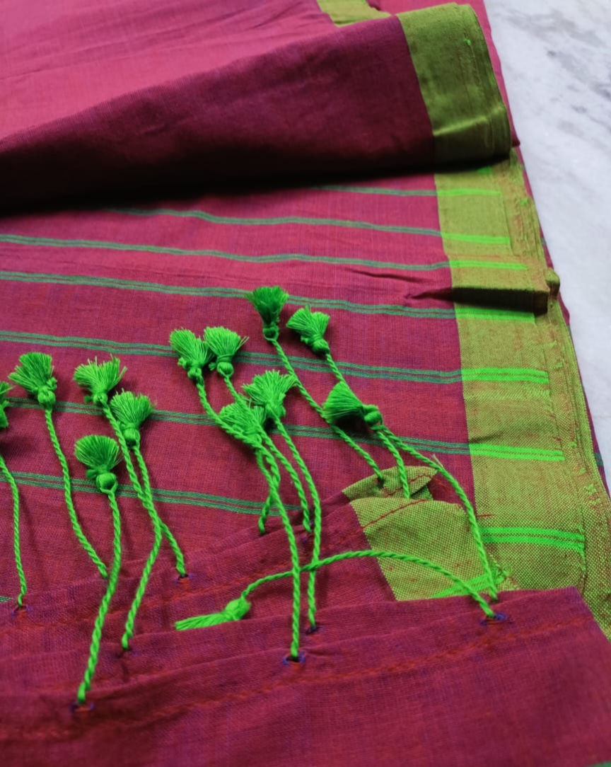 Thumbnail: Plain Khadi Mul Cotton ( Contrast Border )