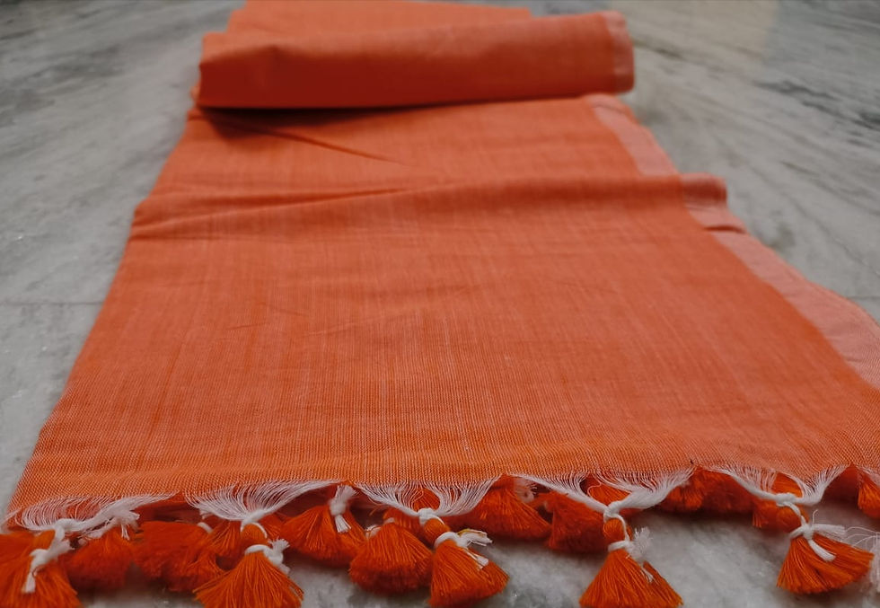 Thumbnail: Plain Khadi Mul Cotton Saree (Warm tones)