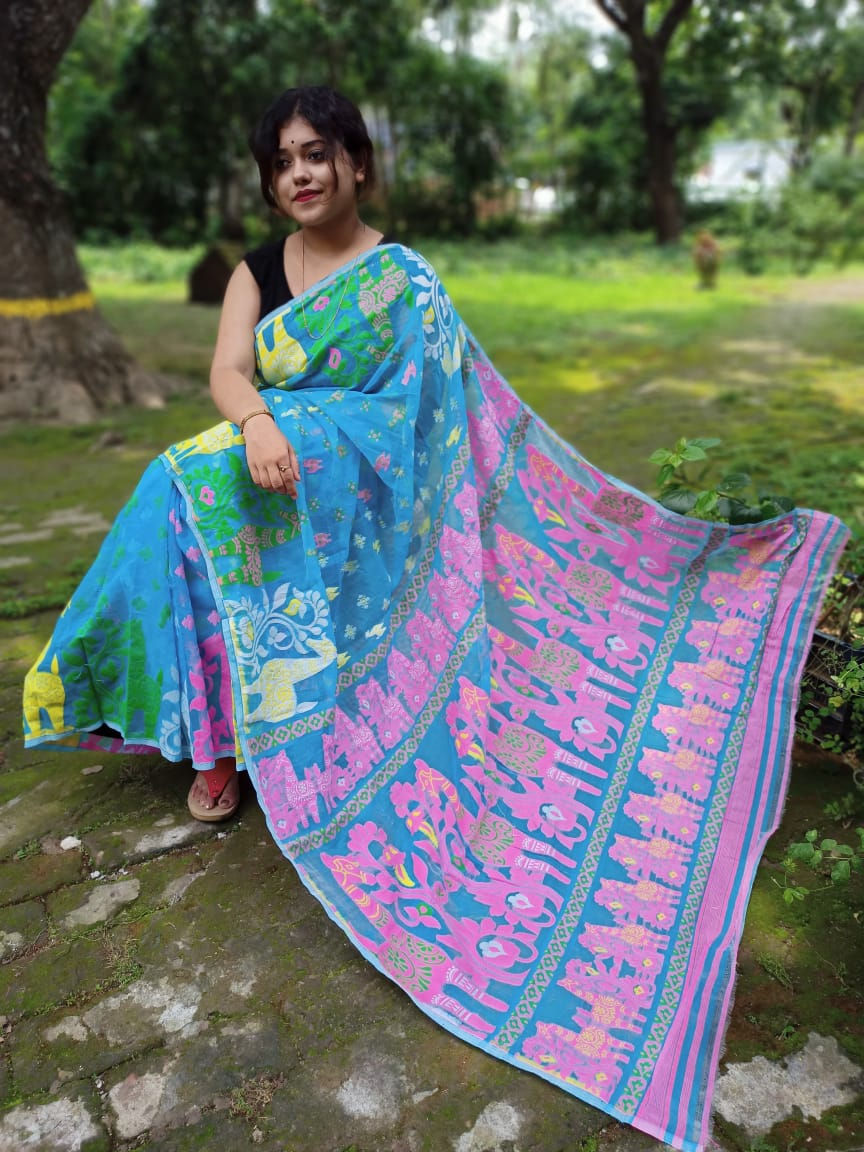 Thumbnail: Horse Design Soft Dhakai Jamdani