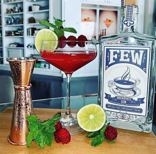 Raspberry Gimlet Cocktail; Fresh Lime, Gin, Raspberries