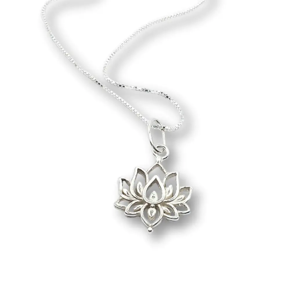 Colar Flor de Lótus 45cm Prata 925