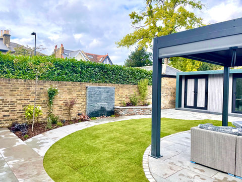 MARLBOROUGH RD, EALING - CONTEMPORARY GARDEN DESIGN WITH CASCADING WATER FEATURE