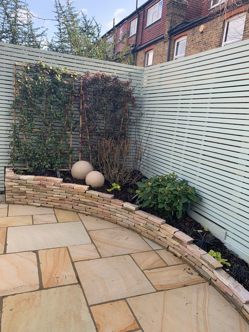 Curved stone wall