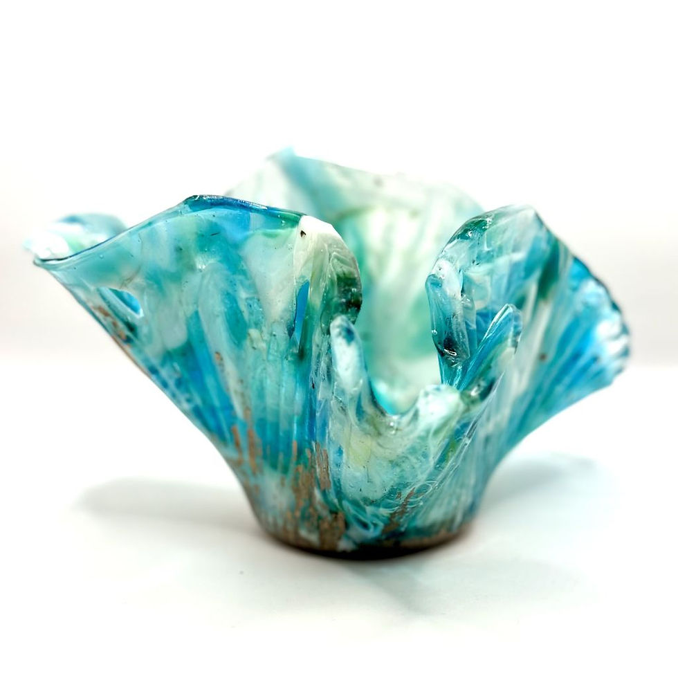 Thumbnail: Sea weaves inspired contemporary glass sculpture with rich blue tones – Stormy Ocean
