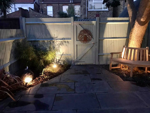 Stunning lighting scheme in Northfields designed by Agata Henderson Garden Design