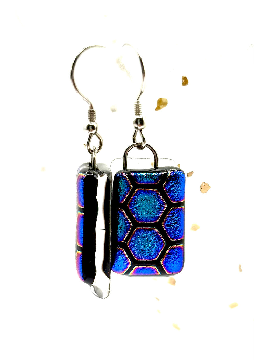 Thumbnail: Blue Bee Wax Glass Earrings