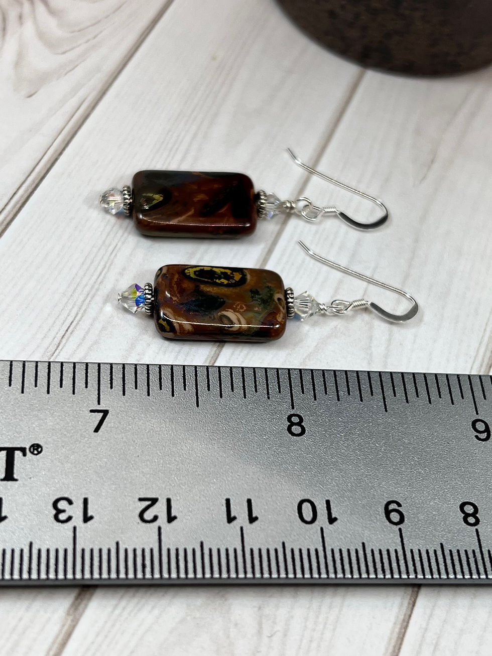 Thumbnail: Earthy Ceramic Rectangular Drop Earrings