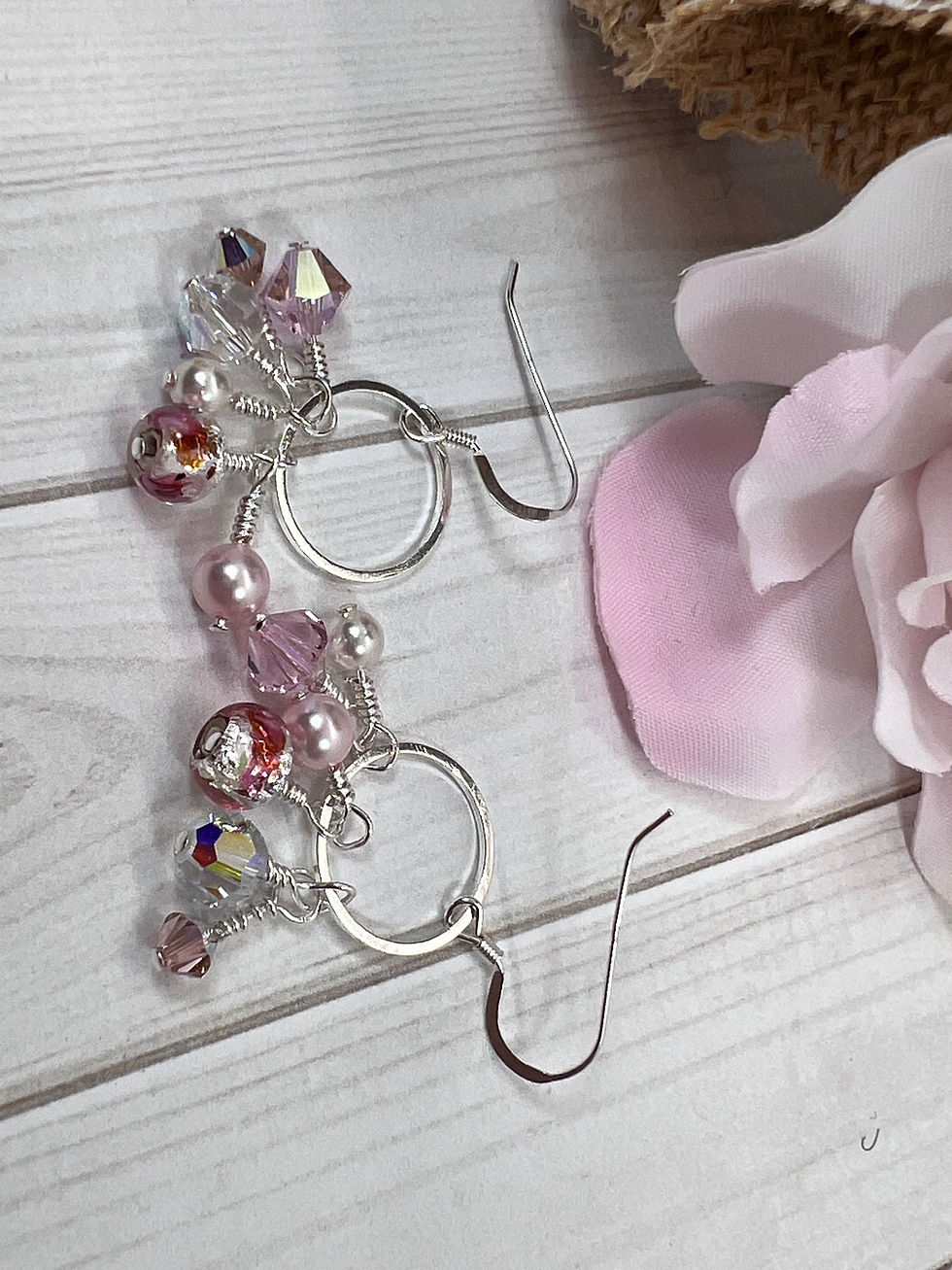 Thumbnail: Petal Pink Pearl Cluster Earrings