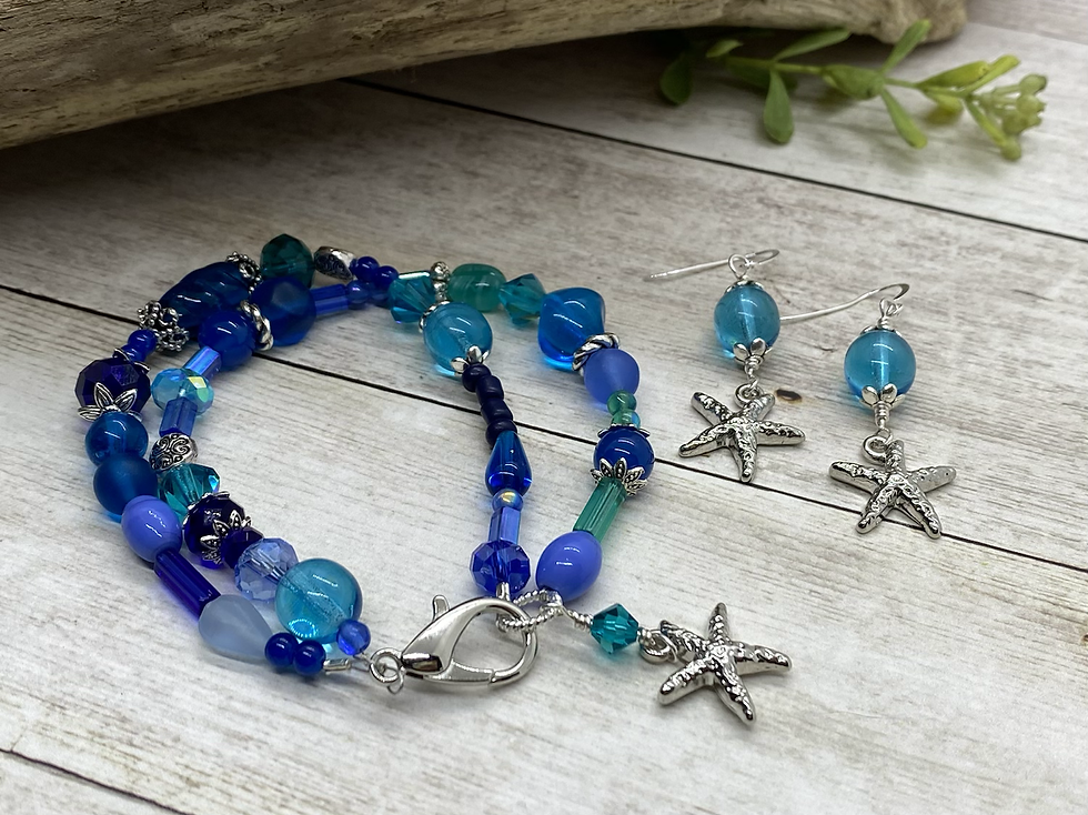 Thumbnail: Blue/Teal Sea Star Double Strand Bracelet