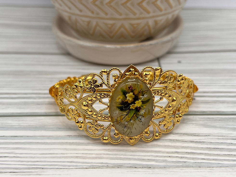 Thumbnail: Cheery Yellow Cameo Cuff Bracelet