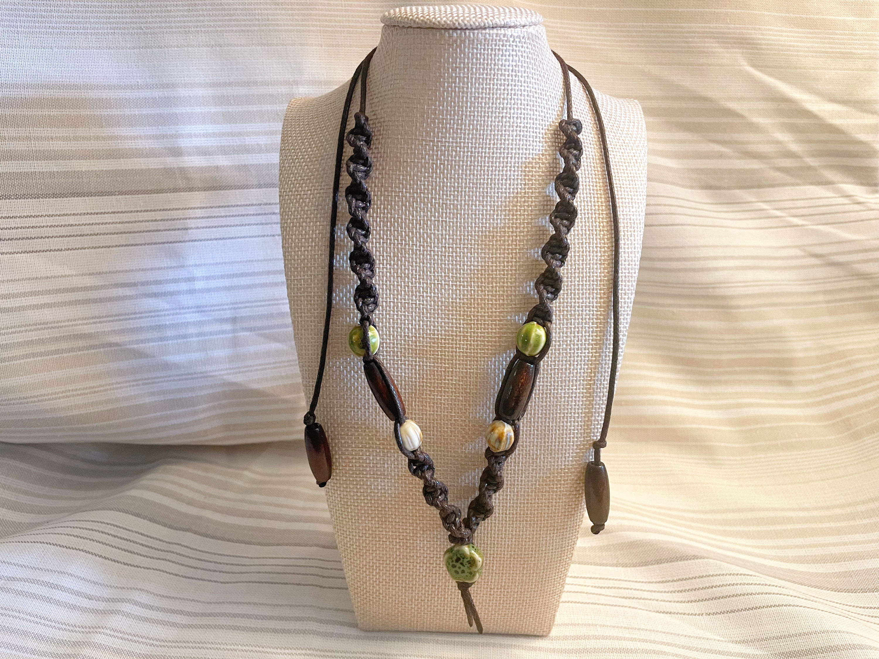 Green and Cream Flower Necklace