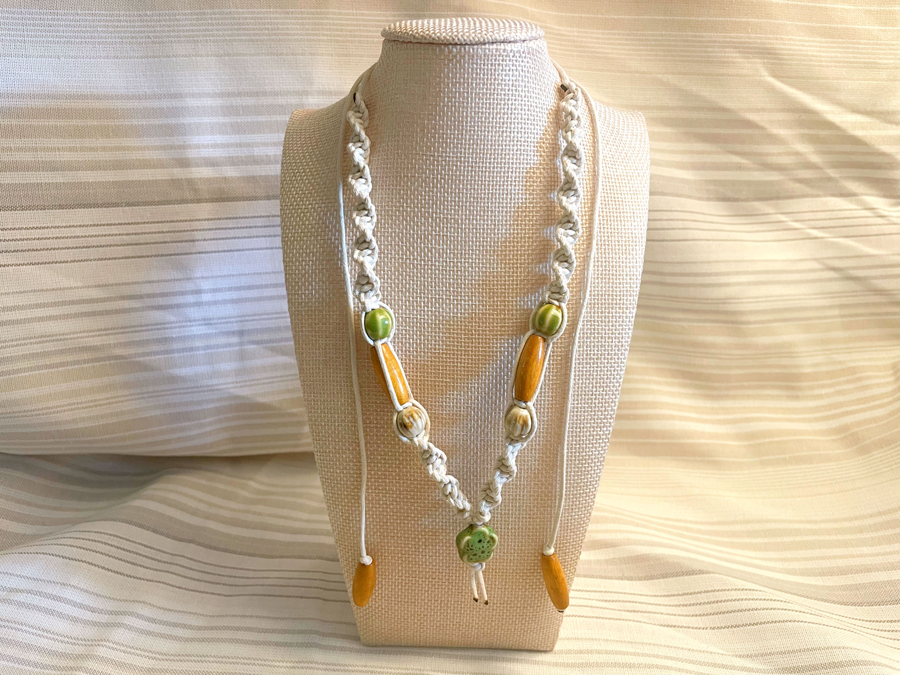Green and Cream Flower Necklace