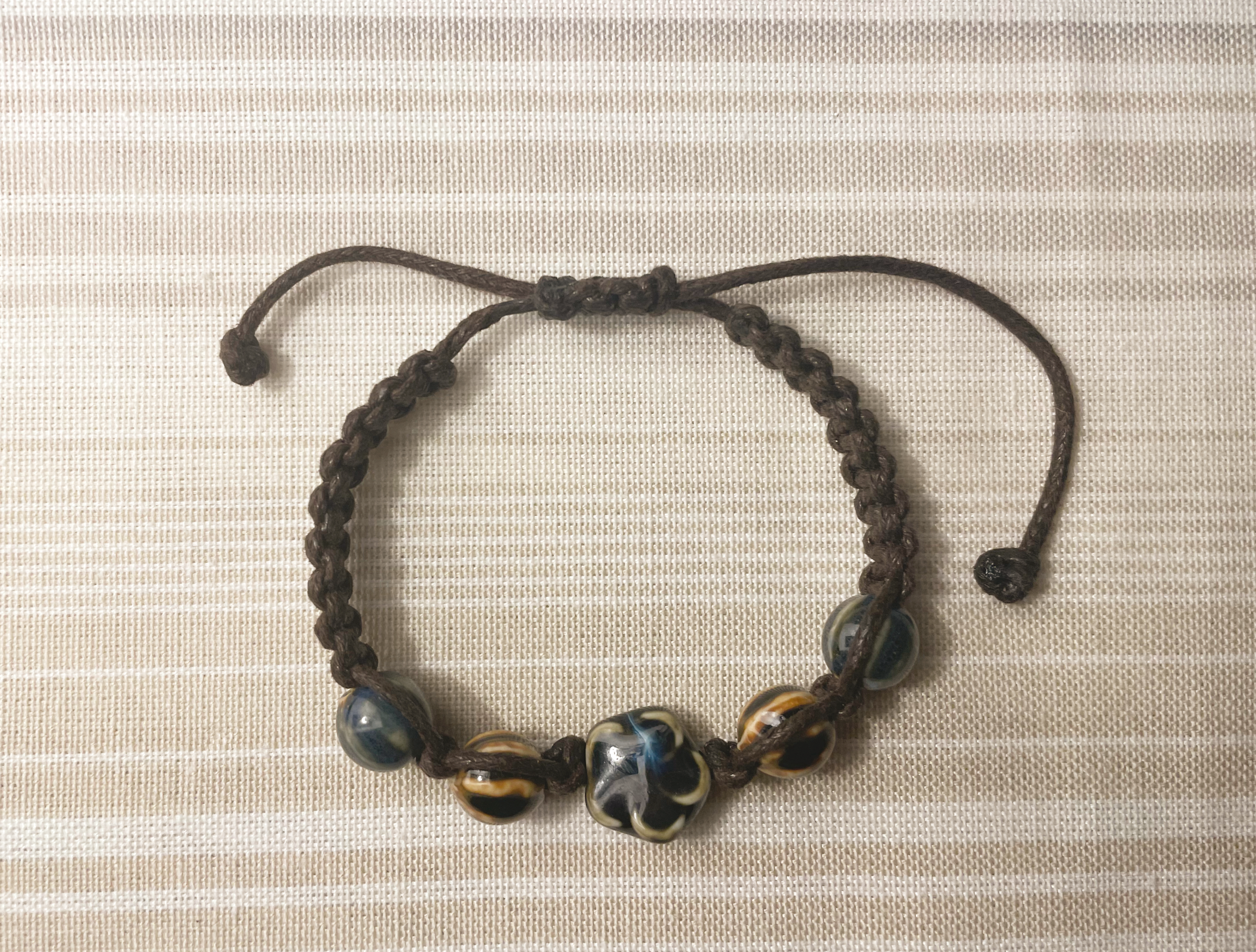 Blue and Brown Flower Bracelet