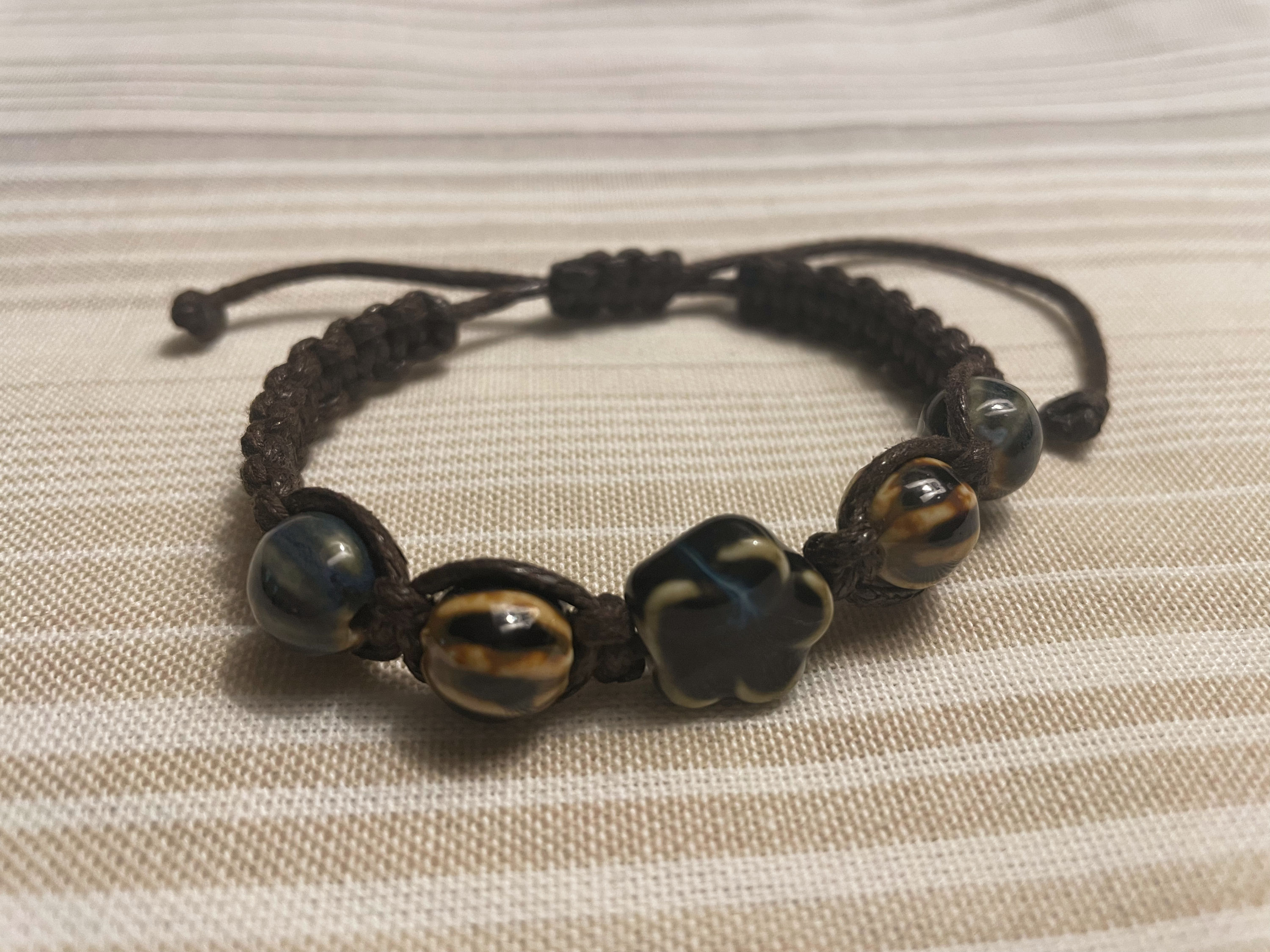 Blue and Brown Flower Bracelet