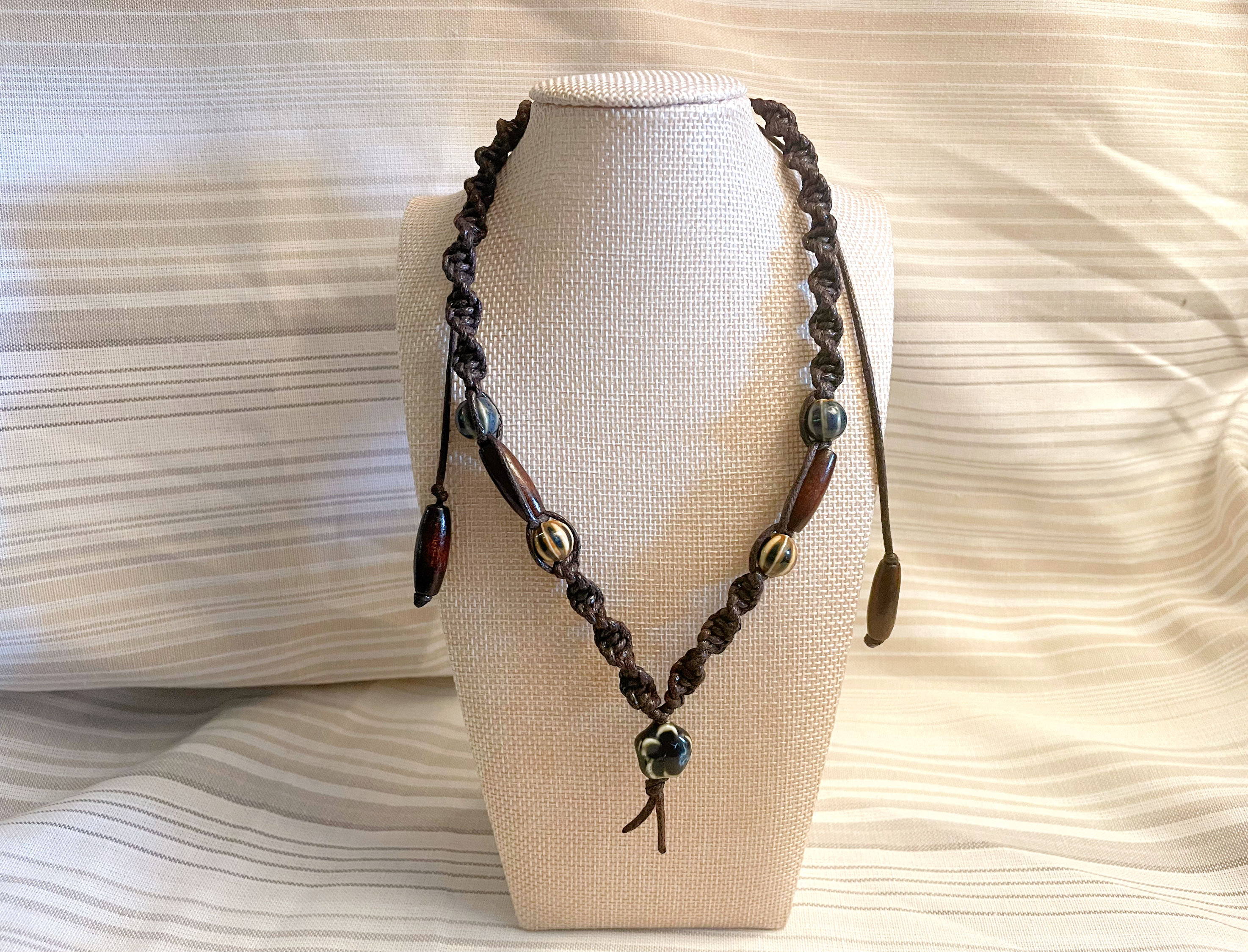 Blue and Brown Flower Necklace