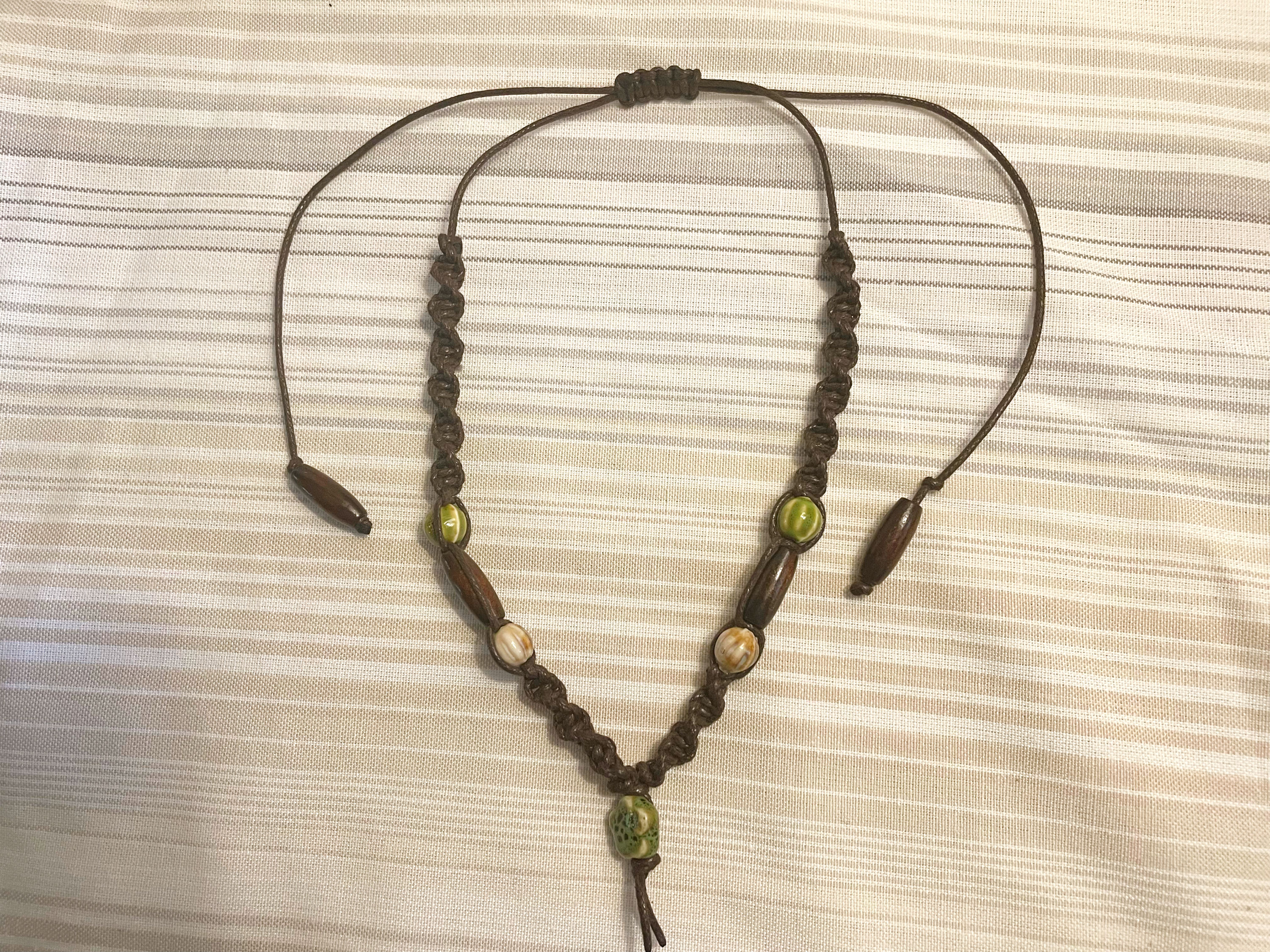 Green and Cream Flower Necklace