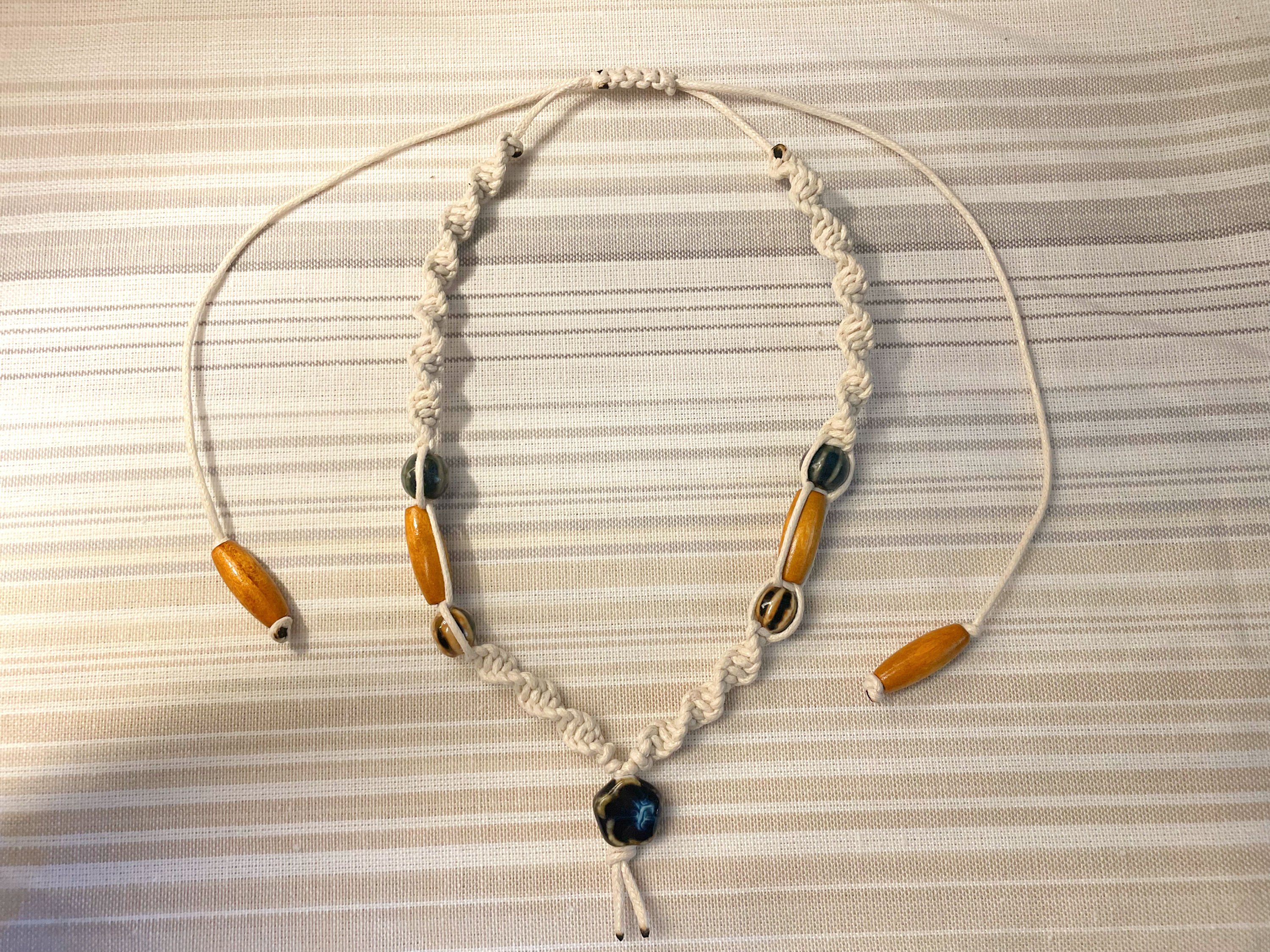 Blue and Brown Flower Necklace