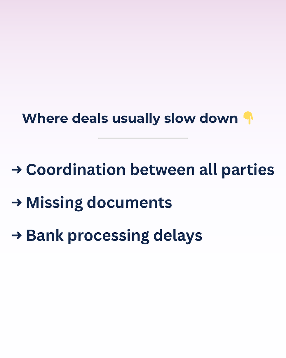 Common delays in Dubai property transactions including missing documents bank processing and coordination issues