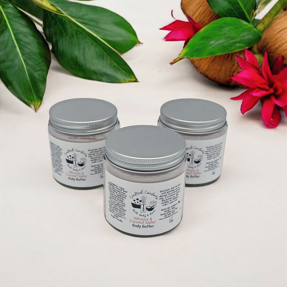 hibiscus and coconut water scented body butter by crafted comforts