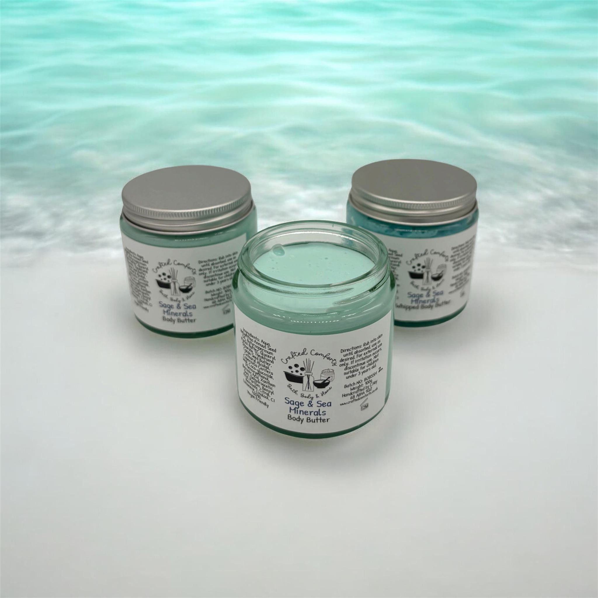 sage and sea minerals scented body butter by crafted comforts