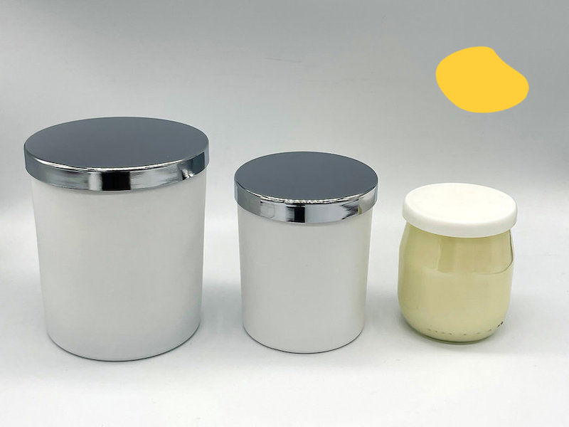 mango scented candle by crafted comforts in a variety of different sizes and jar styles