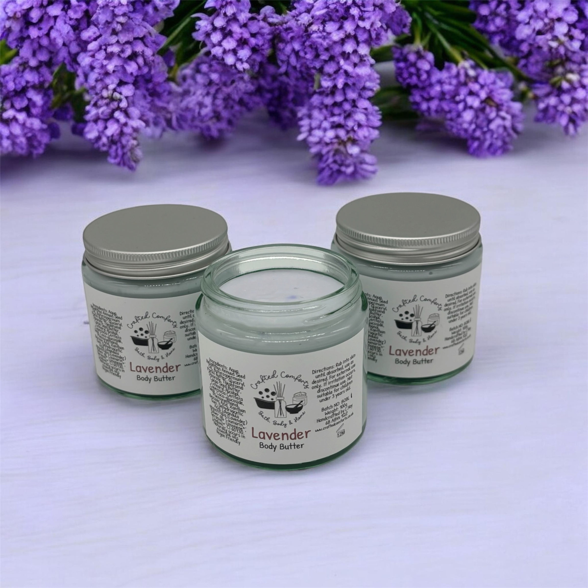 lavender scented body butter by crafted comforts