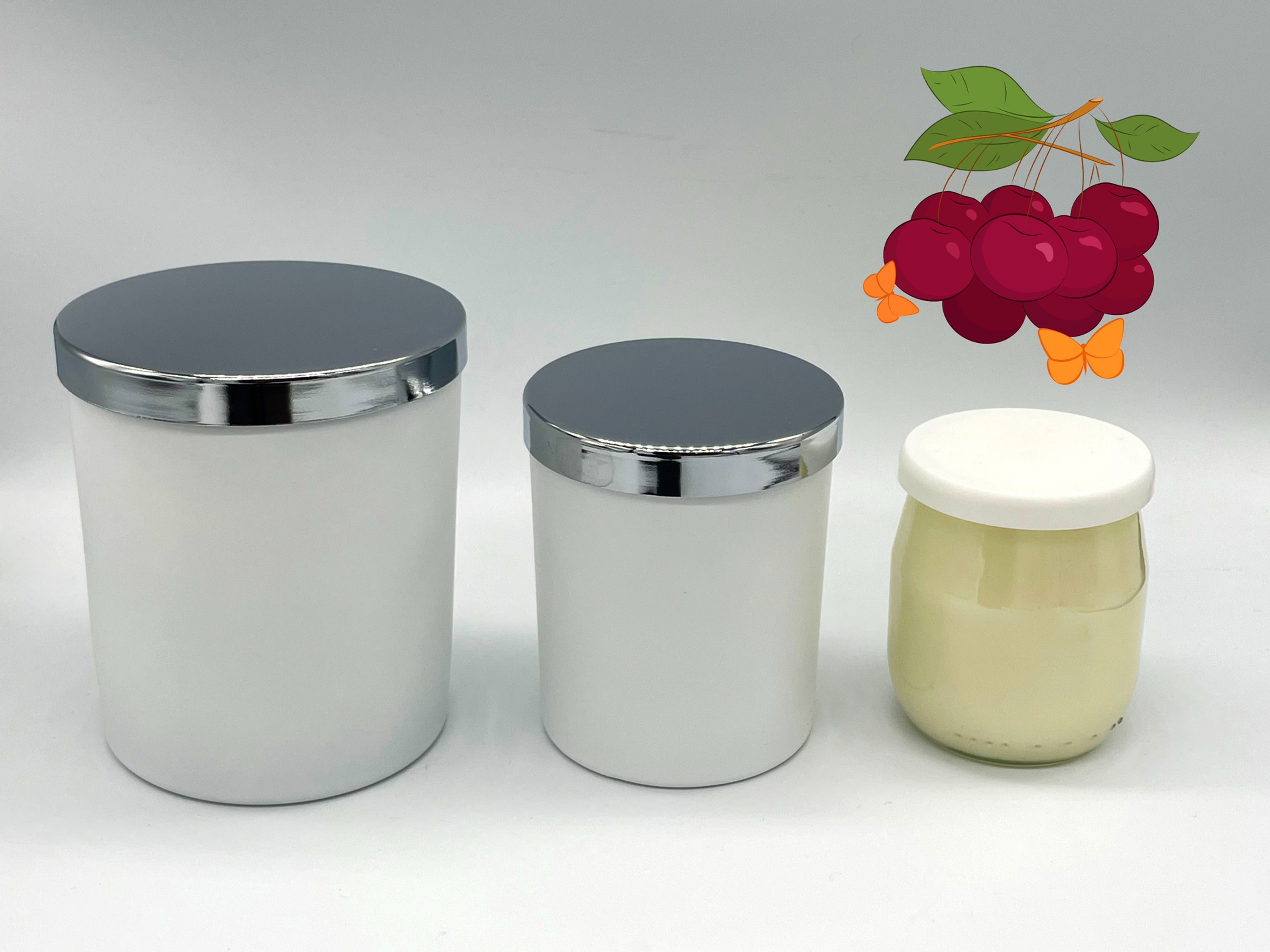 cherry bomb scented soy candle by crafted comforts in a variety of sizes and jar styles