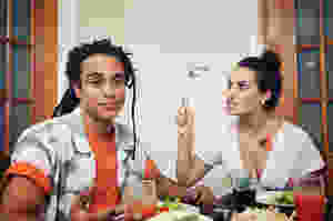 Angry Woman wanting to hit her spouse with a spoon