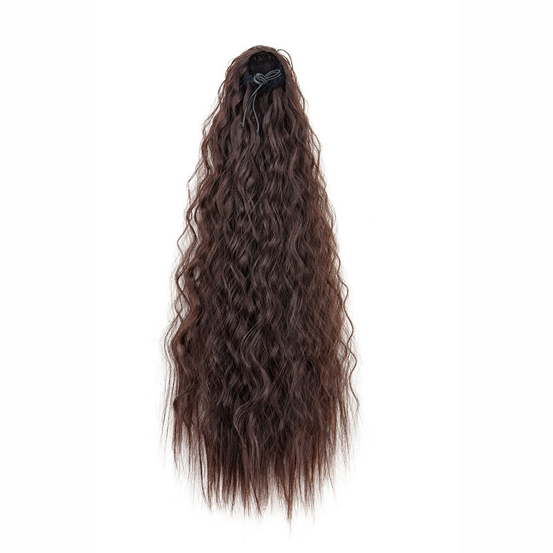 Thumbnail: 22Inch Synthetic Long Kinky Wave Curly Drawstring Clip in Ponytail Hair Extensio