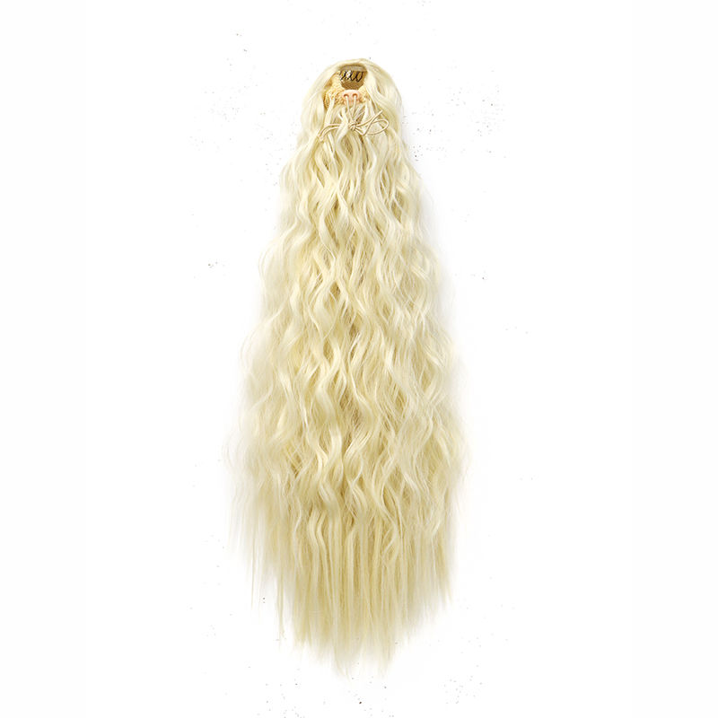 Thumbnail: 22Inch Synthetic Long Kinky Wave Curly Drawstring Clip in Ponytail Hair Extensio
