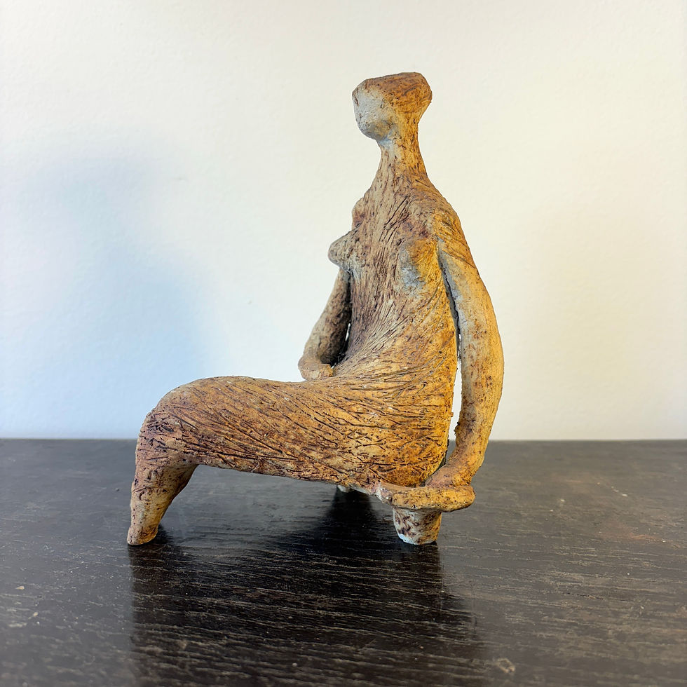 Thumbnail: Modernist Stoneware Seated Figure 