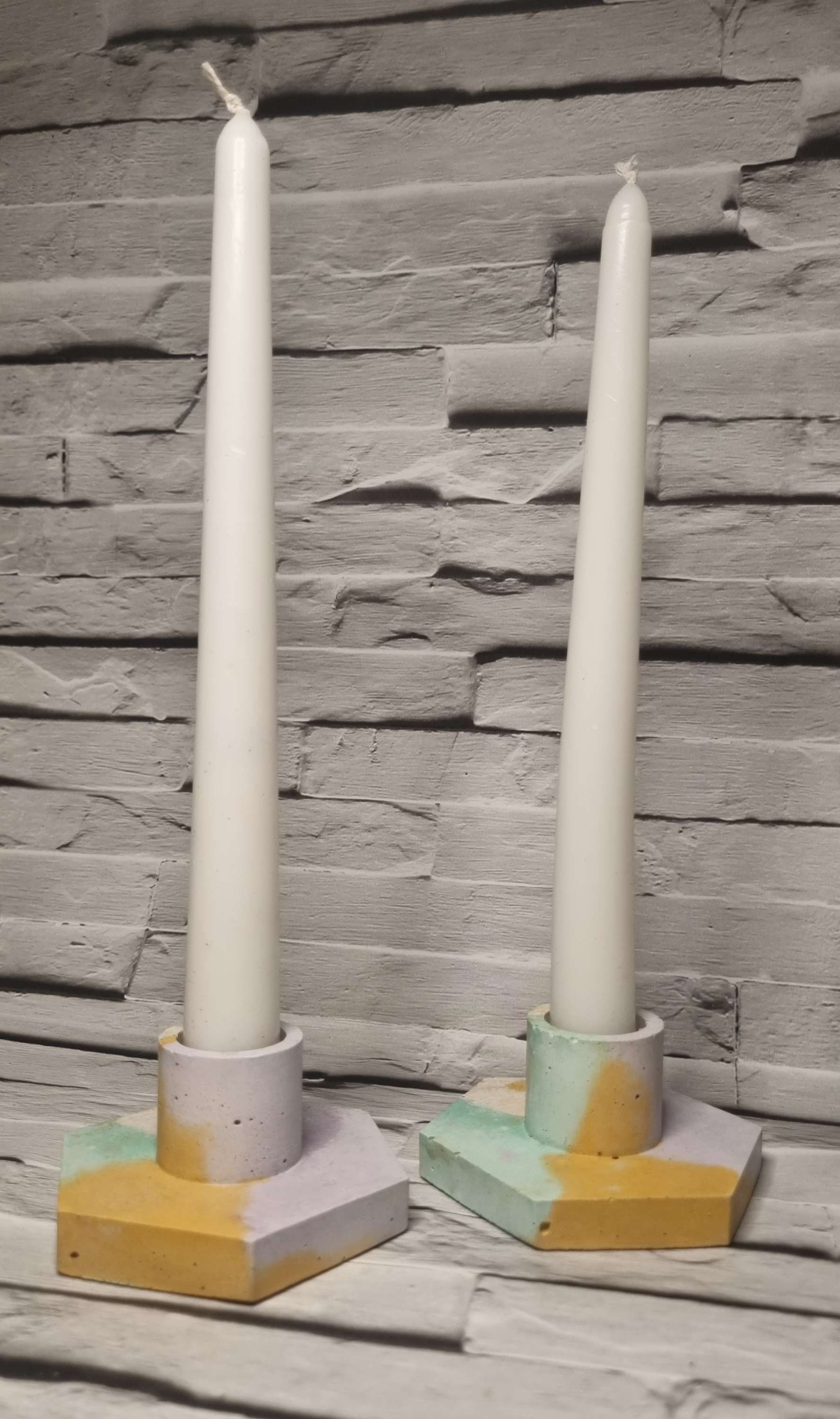 Mustard, Lilac, Mint & Soft Beige Candlestick Holders