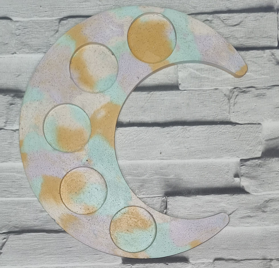 Thumbnail: Mint, Lilac, Beige & Mustard Half Moon Tealight Holder