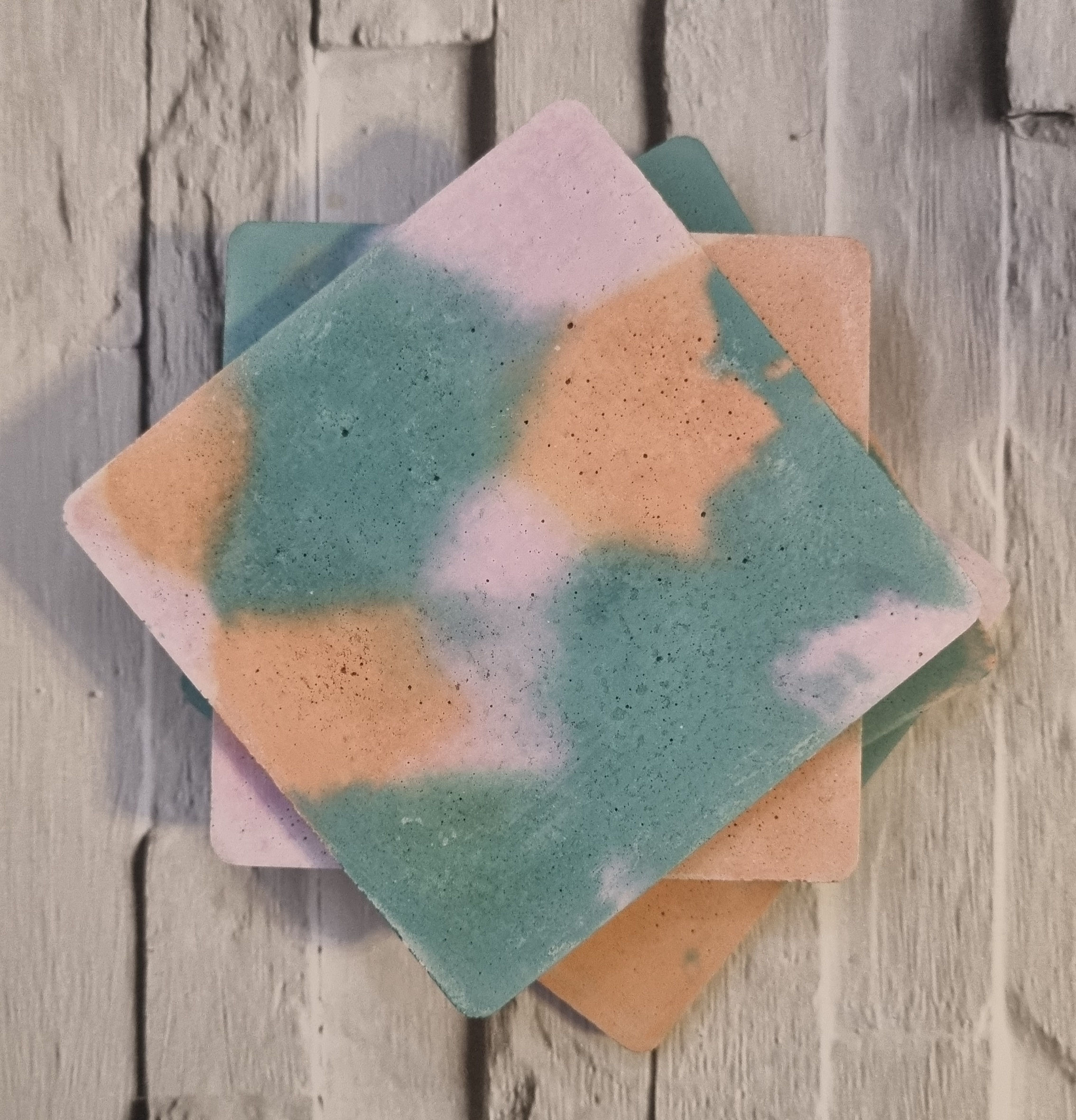 Forrest Green, Lilac & Orange Square Coasters