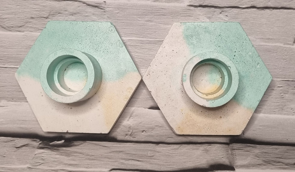 Thumbnail: Soft Gold, Mint & Beige Candlestick Holders 