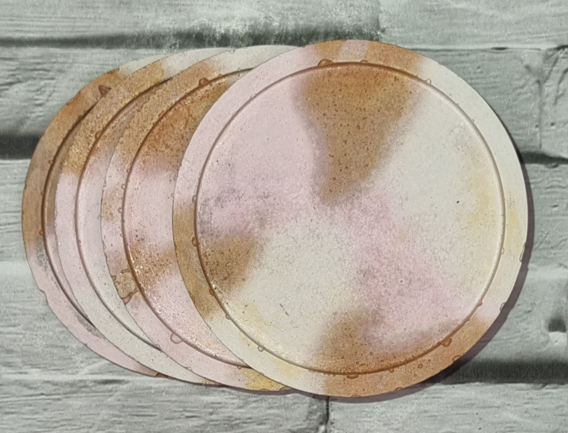 Soft Gold, Pink & Beige Coasters x4 
