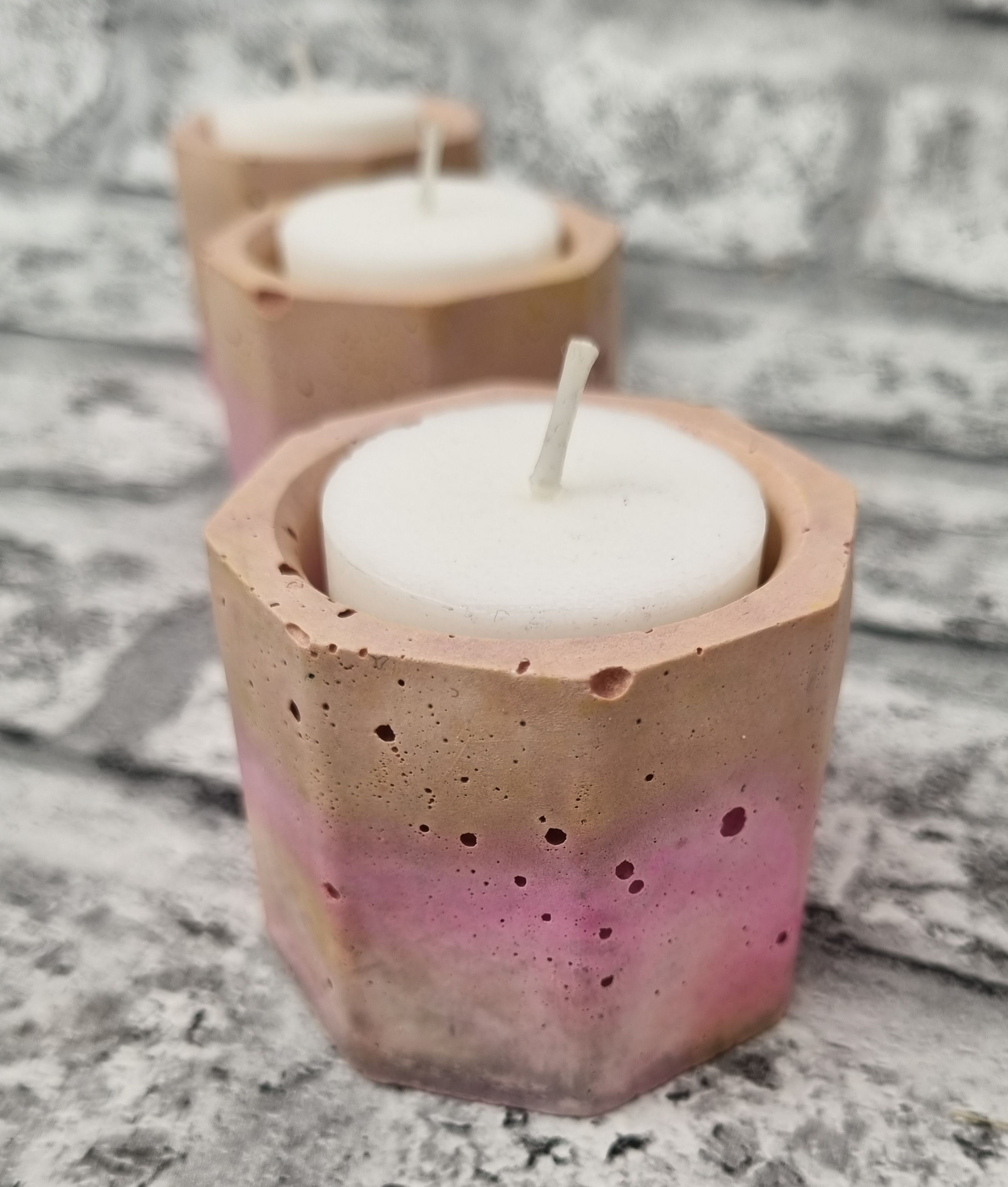 Soft Gold, Cerise Pink & Beige Tealight Holders