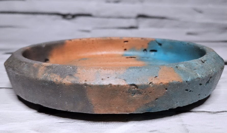 Thumbnail: Burnt Orange, Blue & Charcoal Oval Soap Dish 