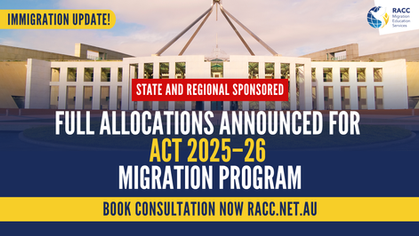 Full Allocations Announced for ACT 2025-26 Migration Program