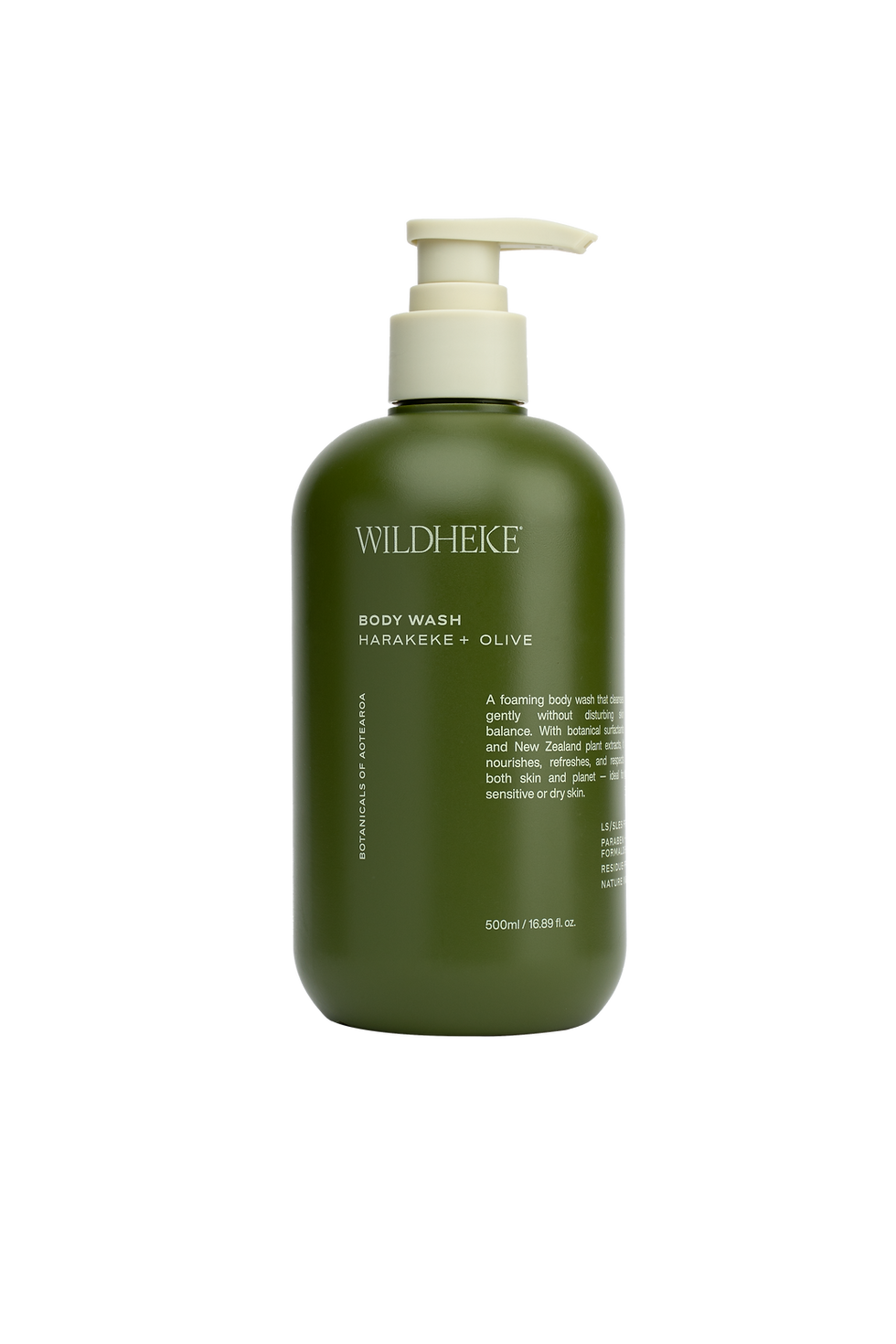 Wild Heke Harakeke + Olive Body Wash 500ml – hydrating plant-based body wash made in New Zealand