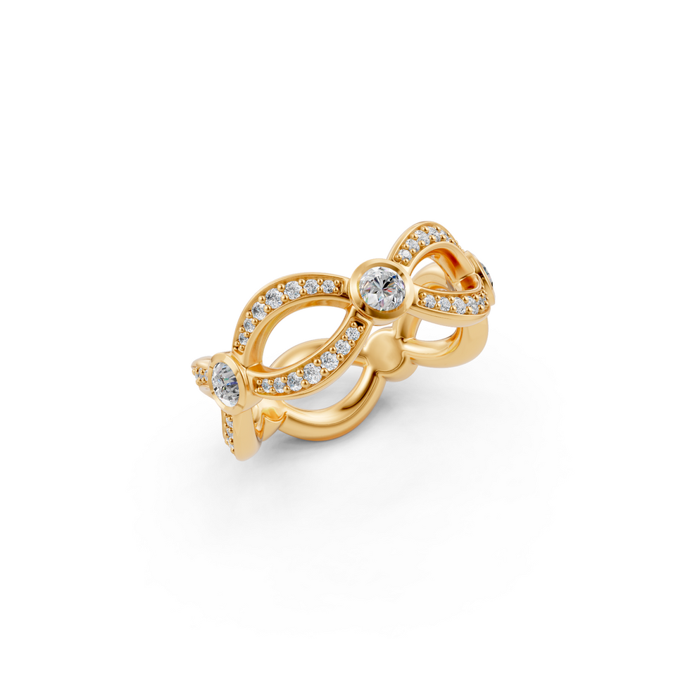 Yellow Gold Knots Diamond Ring