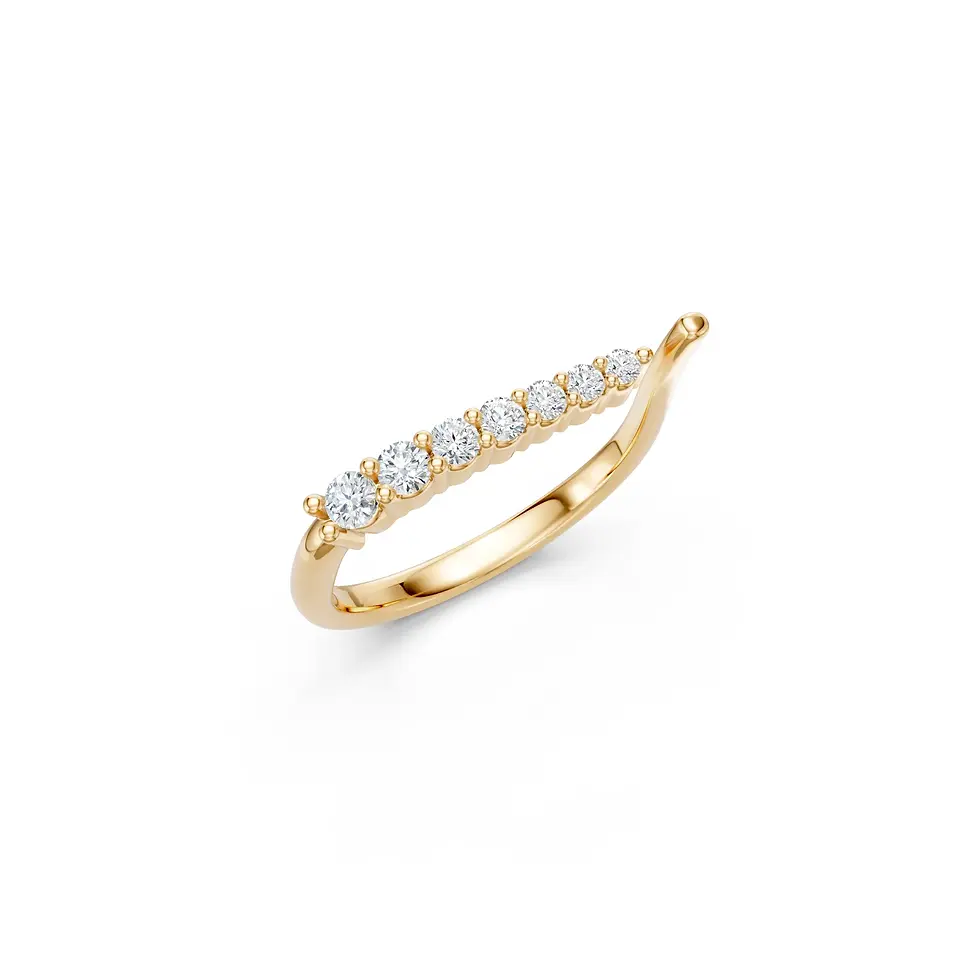 Yellow Gold Feather Diamonds Ring